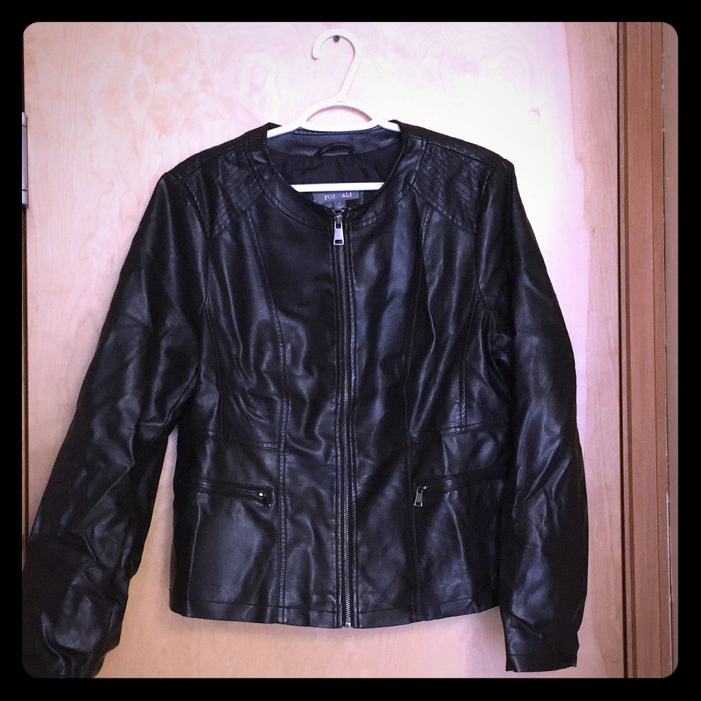 Black Pleather leather jacket with pockets